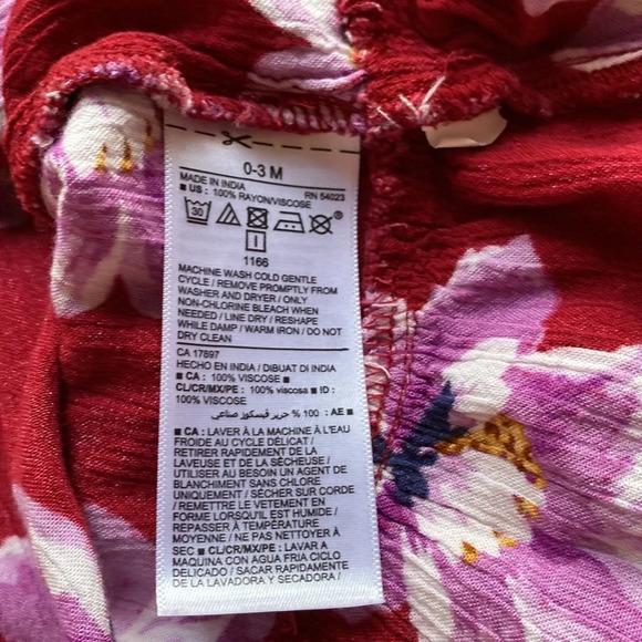 Old Navy 0-3 Month Floral Maroon Burgundy Dress‎ or Tunic Fall Winter Photos - Picture 4 of 5